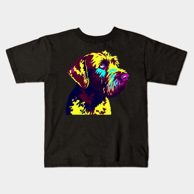 German Wirehaired Pointer Pop Art - Dog Lover Gifts Kids T-Shirt by PawPopArt